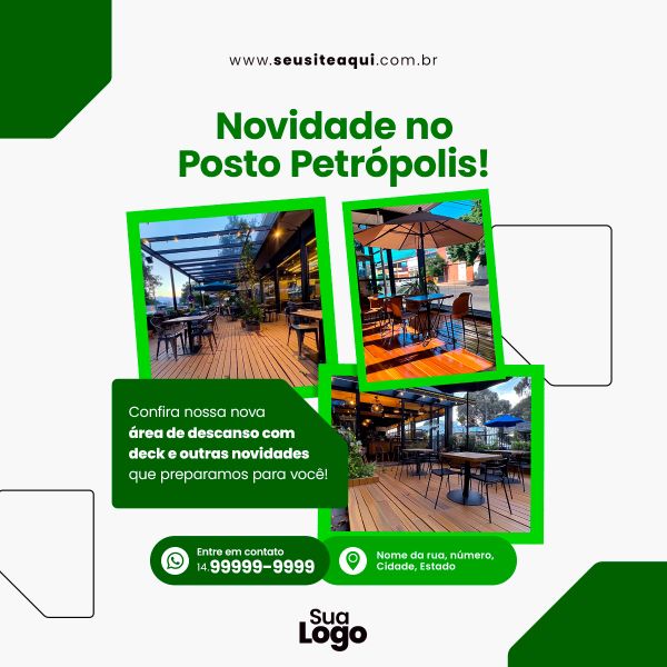 POSTO DE COMBUSTÍVEL, GASOLINA - SOCIAL MEDIA | PSD EDITÁVEL