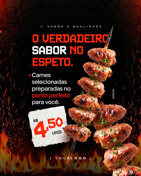 O VERDADEIRO SABOR ESPETINHO CHURRASCO SOCIAL MEDIA PSD EDITÁVEL