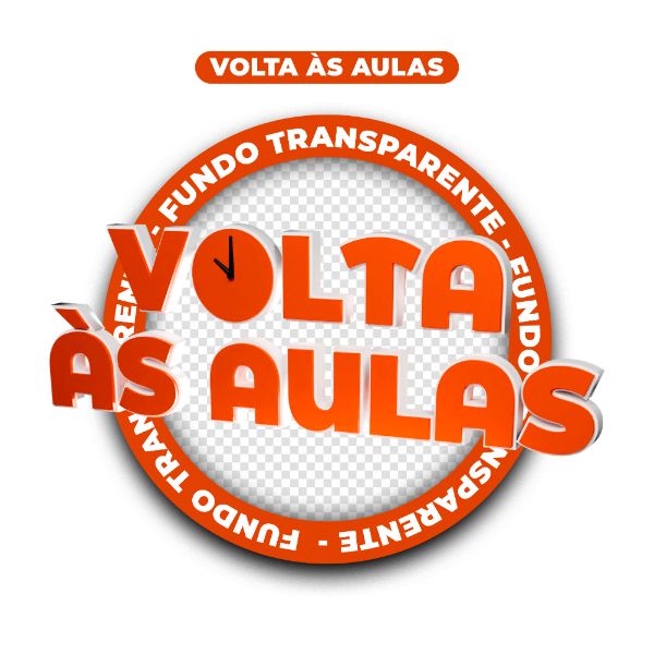 SELO 3D | VOLTA ÀS AULAS | TEXTO 3D | PSD EDITÁVEL