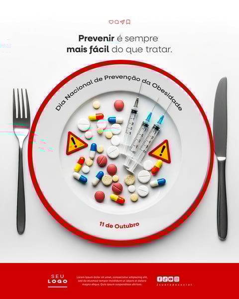 DIA NACIONAL DE PREVENÇÃO DA OBESIDADE 11 DE OUTUBRO SOCIAL MEDIA PSD EDITÁVEL 5