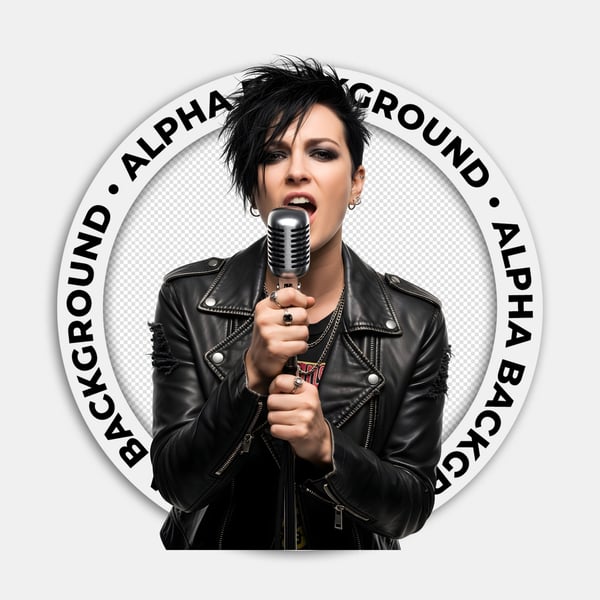CANTORA DE ROCK PESADO COM JAQUETA DE COURO E MICROFONE 04