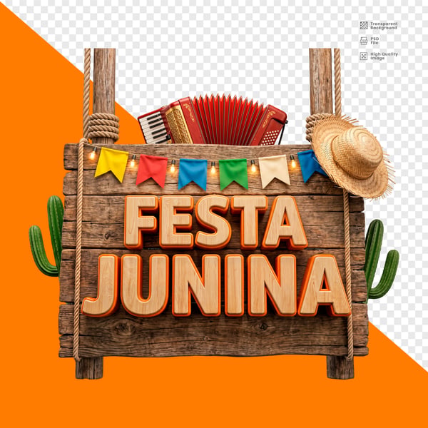 FESTA JUNINA PLACA CORDA SANFONA GRANDE CACTOS LUZES PNG TRANSPARENTE