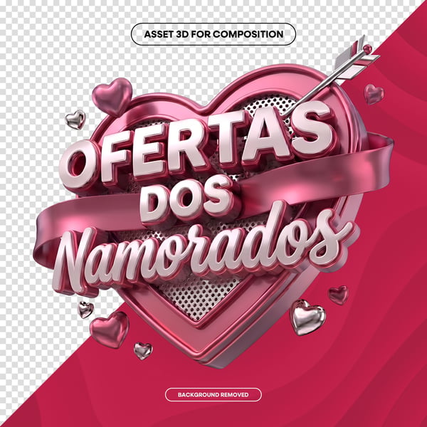 SELO 3D IA OFERTAS DOS NAMORADOS CORAÇÃO SOCIAL MEDIA PNG
