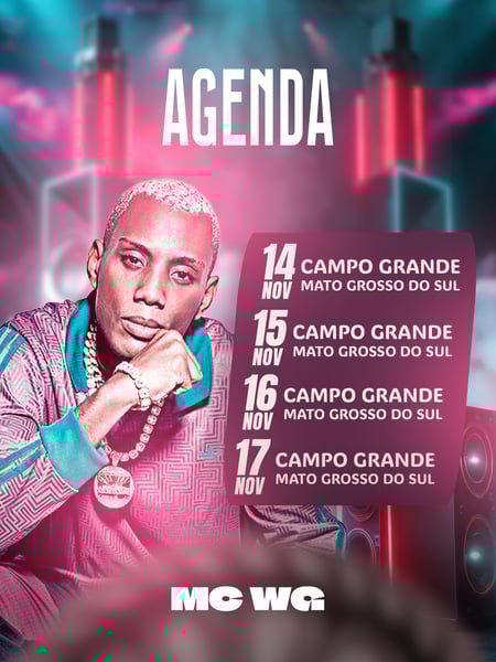 FLYER ARTISTAS E EVENTOS AGENDA DE SHOWS MC WG