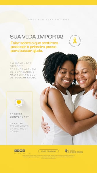 DIA MUNDIAL DE PREVENÇÃO AO SUICÍDIO SOCIAL MEDIA PSD EDITÁVEL 3 STORY