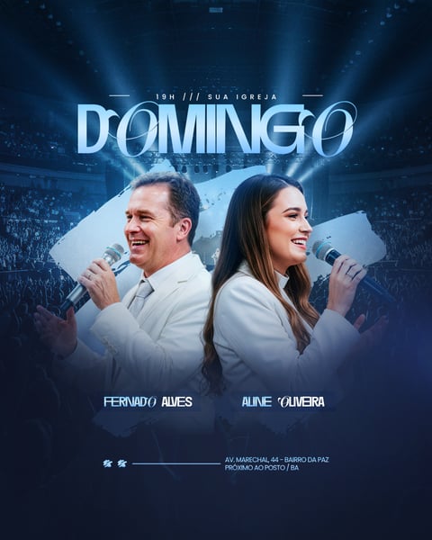 FLYER GOSPEL CULTO DOMINGO DE LOUVOR E ADORAÇÃO IGREJA SOCIAL MEDIA PSD EDITÁVEL