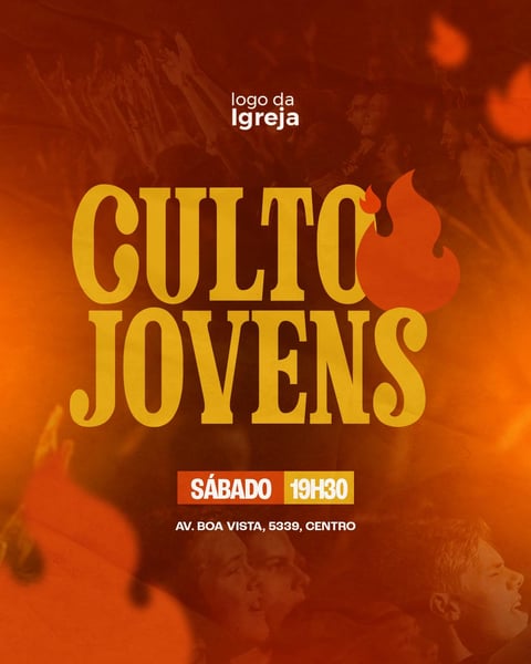 GOSPEL CULTO DE JOVENS SOCIAL MEDIA 4 PSD EDITÁVEL