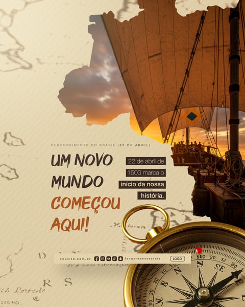 DIA DO DESCOBRIMENTO DO BRASIL 22 DE ABRIL SOCIAL MEDIA EDITÁVEL 