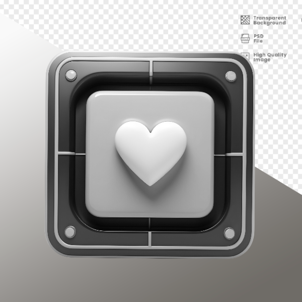 CORAÇÃO QUADRADO -  ELEMENTO 3D CORAÇÃO  PARA COMPOSIÇÃO