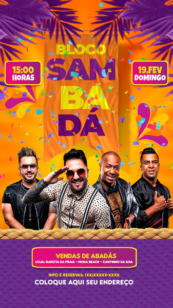 FLYER EVENTO CARNAVAL BLOCO SAMBADÁ STÓRIES