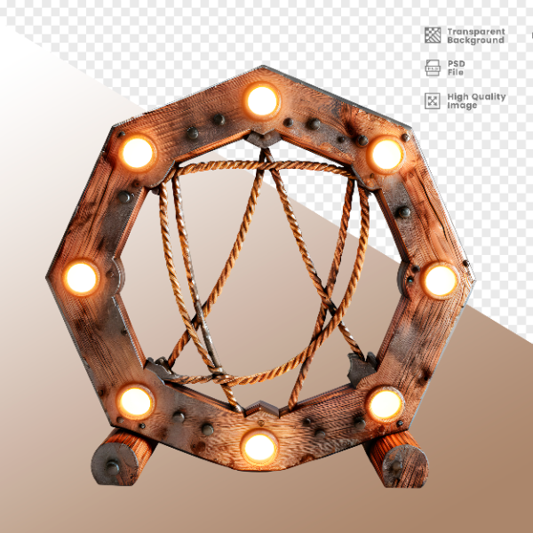 CÍRCULO DE MADEIRA COM LUZ - ELEMENTO 3D PARA COMPOSIÇÃO - WOOD