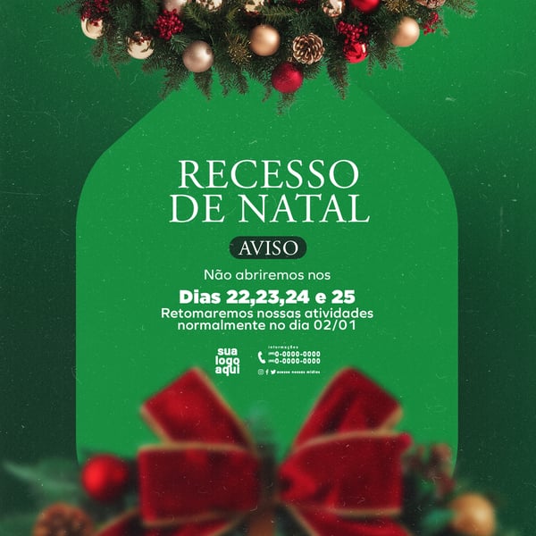 AVISO COMUNICADO RECESSO DE NATAL FEED