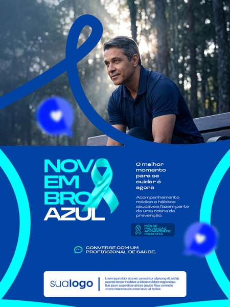 NOVEMBRO AZUL MÊS DE COMBATE AO CÂNCER DE PRÓSTATA SOCIAL MEDIA PSD EDITÁVEL 3