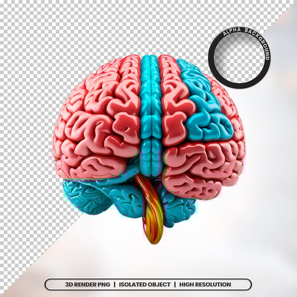 3D RENDER CÉREBRO NEUROCIÊNCIA ELEMENTO ÍCONE PSD PNG