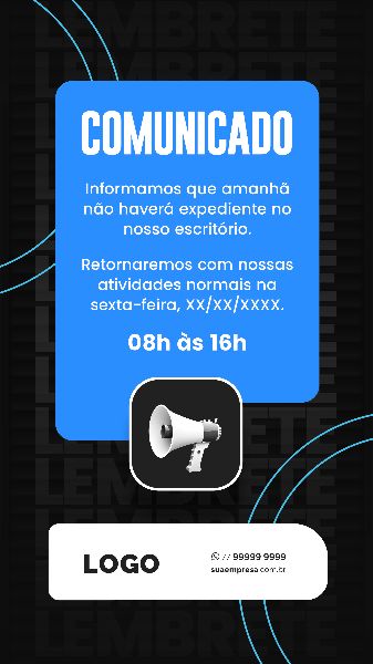 SOCIAL MEDIA PARA AVISOS E COMUNICADOS - AZUL