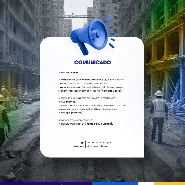 PREFEITURA COMUNICADO AVISO INFORME IMPORTANTE SOCIAL MEDIA FLYER PSD EDITÁVEL