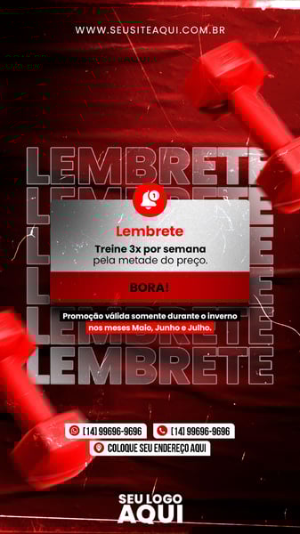 POST STORY - ACADEMIA - LEMBRETE! TREINE 3X POR SEMANA!