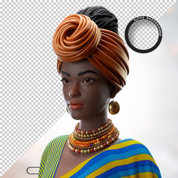 MULHER NEGRA AFRO ELEMENTO PSD PNG