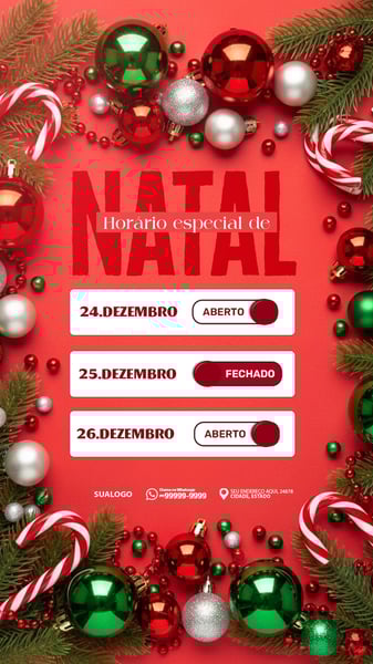 ATENÇÃO HORÁRIO ESPECIAL DE NATAL 4 ST