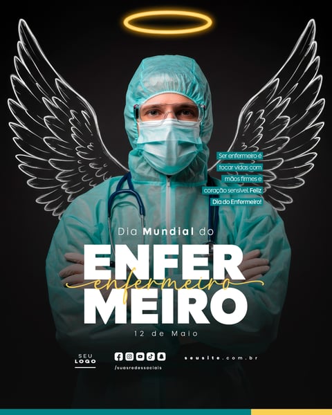 DIA MUNDIAL DO ENFERMEIRO 12 DE MAIO SOCIAL MEDIA EDITÁVEL DATA COMEMORATIVA FEED