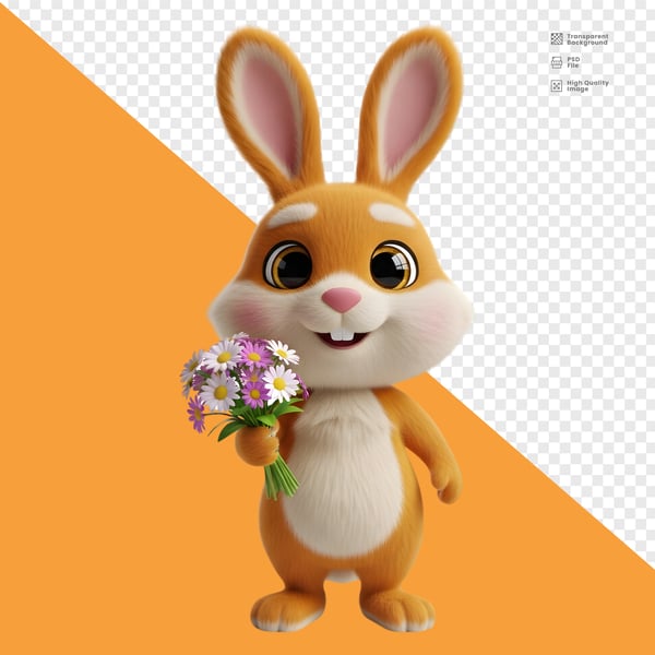 ELEMENTOS COELHO DE PÁSCOA 3D ISOLADOS