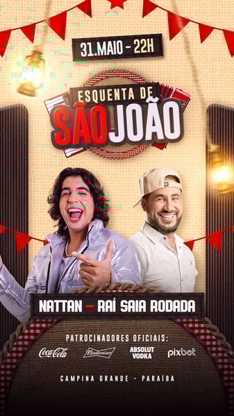 FLYER DE SÃO JOÃO PSD EDITÁVEL STORIES ESQUENTA DE SÃO JOÃO