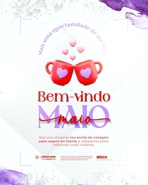 BEM VINDO MAIO SAUDAÇÃO MÊS SOCIAL MEDIA POST EDITÁVEL FEED