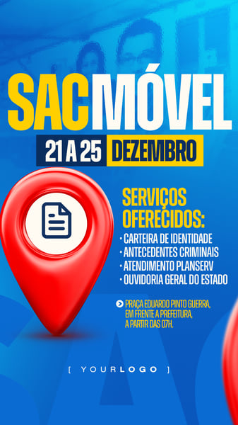 SAC MÓVEL 21 A 25 DE DEZEMBRO SOCIAL MEDIA PSD EDITÁVEL STORY