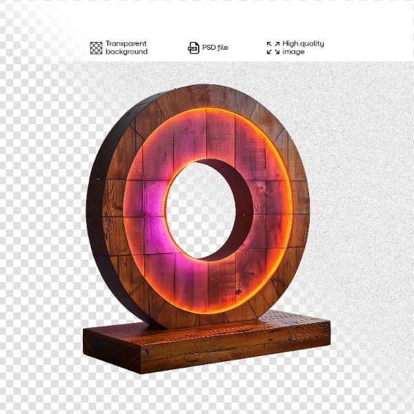 ELEMENTO DE MADEIRA COM LUZES | 3D | PARA COMPOSIÇÃO | IMAGEM SEM FUNDO