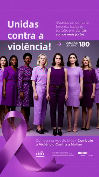 AGOSTO LILÁS CAMPANHA DE CONSCIENTIZAÇÃO AO COMBATE A VIOLÊNCIA CONTRA A MULHER SOCIAL MEDIA PSD EDITÁVEL STORY 4