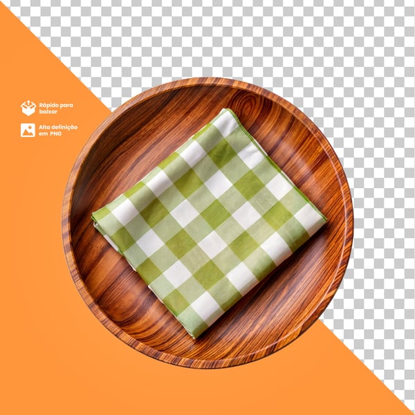 SRG PRATO DE MADEIRA COM UM PANO XADREZ EM CIMA ELEMENTO PARA COMPOSIÇÃO PNG (5)
