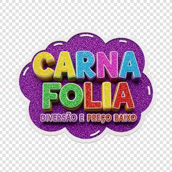 Selo 3D CARNAVAL FOLIA DIVERSÃO E PREÇO BAIXO 01