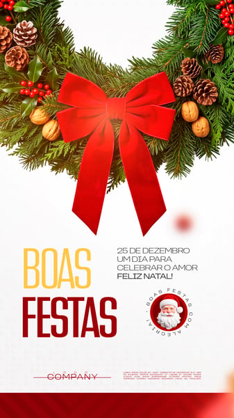 CARTAZ DE NATAL BOAS FESTAS SOCIAL MEDIA FLYER PSD EDITÁVEL STORY