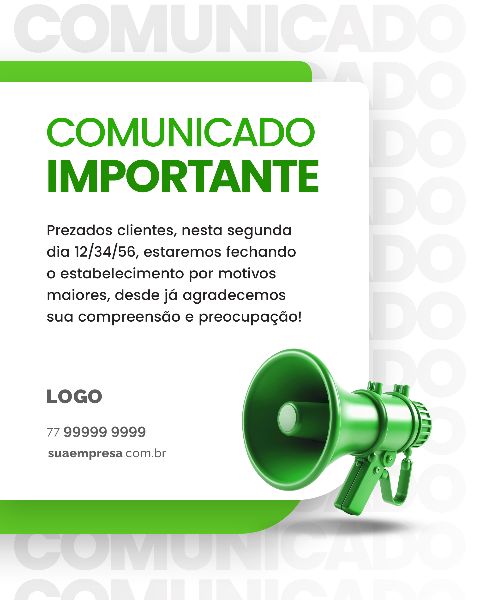SOCIAL MEDIA PARA AVISOS E COMUNICADOS - VERDE