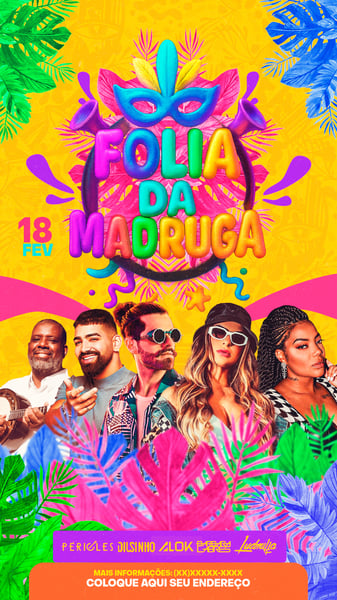 FLYER PARA EVENTOS BLOCO DA MADRUGA STORYS