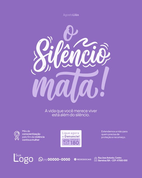 SOCIAL MEDIA CAMPANHA AGOSTO LILÁS PSD EDITÁVEL 8