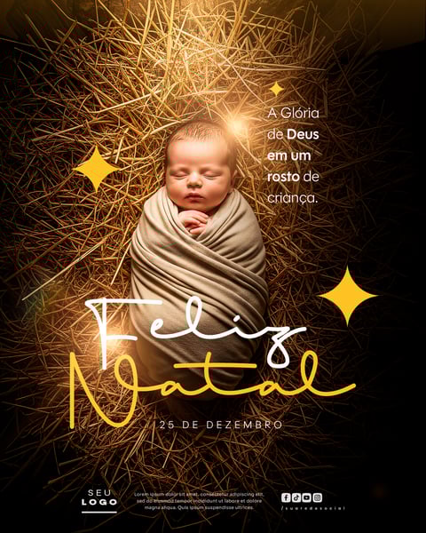 FELIZ NATAL CRISTÃO RELIGIOSO 25 DE DEZEMBRO SOCIAL MEDIA PSD EDITÁVEL 3