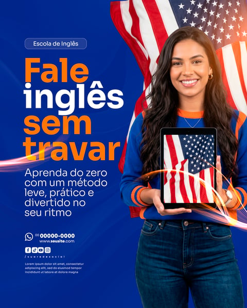 ESCOLA DE INGLÊS SOCIAL MEDIA PSD EDITÁVEL