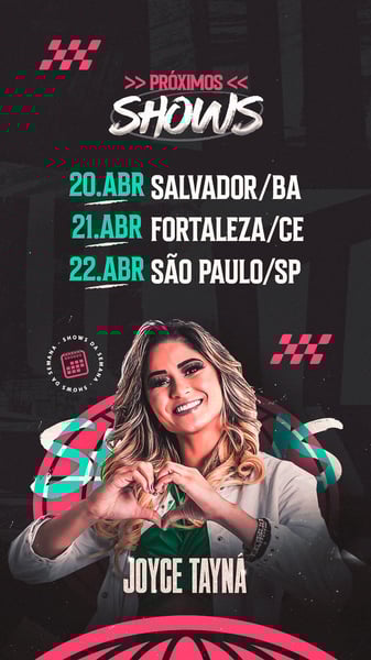 DVV 09 - JOYCE TAYNAR - AGENDA SEMANAL - PRÓXIMOS SHOWS - STORY