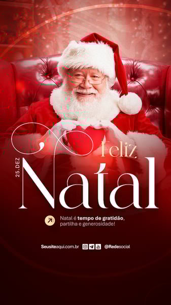 FELIZ NATAL 25 DE DEZEMBRO SOCIAL MEDIA PSD EDITÁVEL