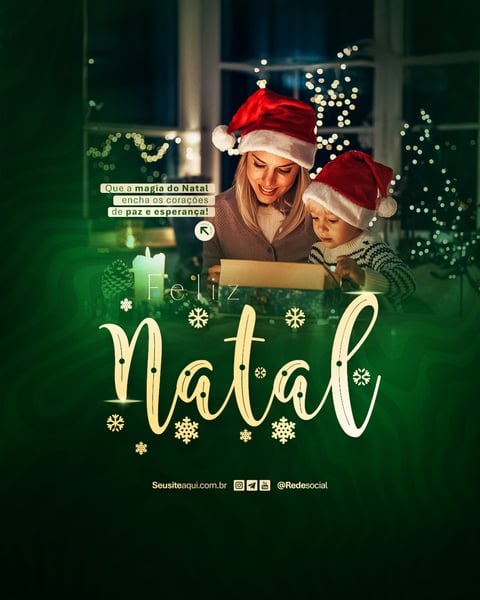 FELIZ NATAL 25 DE DEZEMBRO BOAS FESTAS SOCIAL MEDIA PSD EDITÁVEL