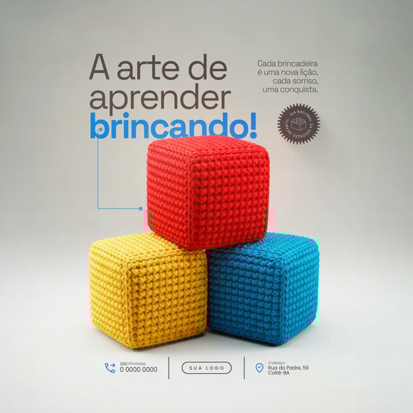 A ARTE DE APRENDER BRINCANDO DIA NACIONAL DA EDUCAÇÃO INFANTIL SOCIAL MEDIA PSD EDITÁVEL