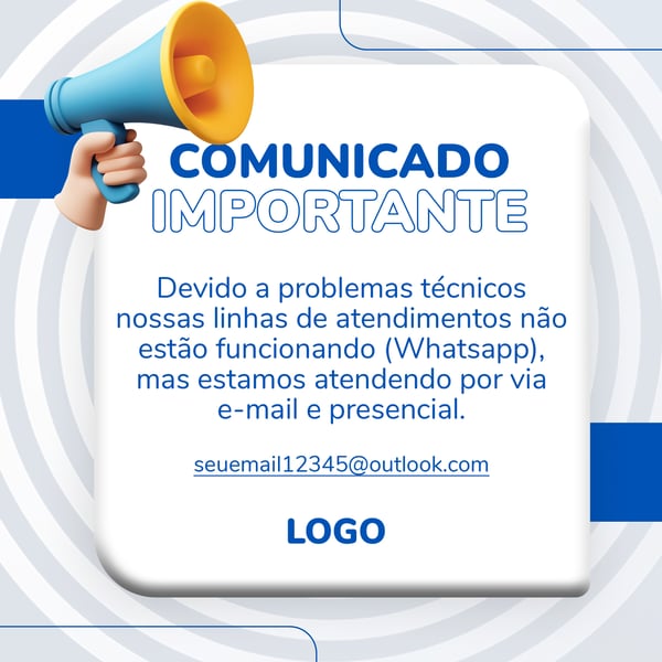 COMUNICADO IMPORTANTE TEMPLATE SOCIAL MEDIA DIVULGAÇÃO INFORMAÇÃO ANÚNCIO PSD