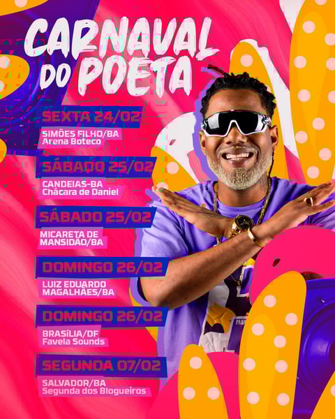 FLYER ARTISTA AGENDA DE SHOWS CARNAVAL O POETA FEED PSD EDITÁVEL