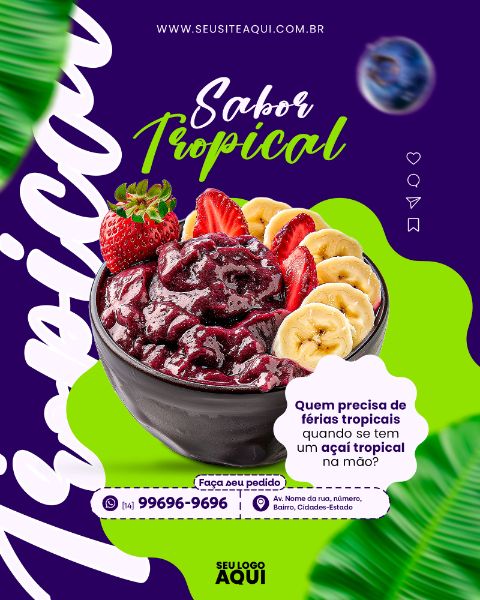 AÇAÍTERIA E SORVETERIA - SOCIAL MEDIA - PSD EDITÁVEL