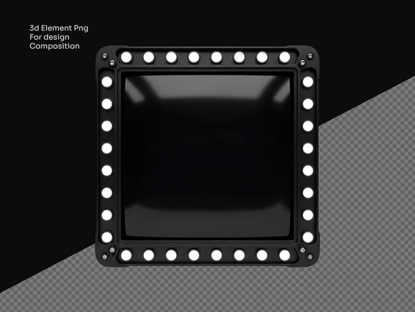 PLACA MODERNA COM LÂMPADAS 3D ELEMENTO PARA COMPOSIÇÃO DE DESIGN EM PNG