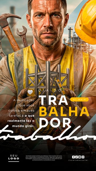 DIA DO TRABALHADOR 01 DE MAIO STORY SOCIAL MEDIA PSD EDITÁVEL 3