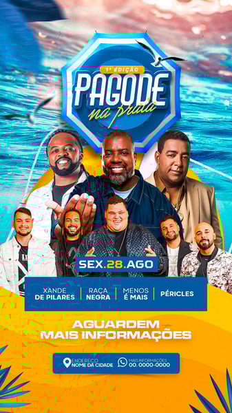 FLYER EVENTO PAGODE NA PRAIA ARTISTAS E EVENTOS TARDEZINHA BEACH STORY
