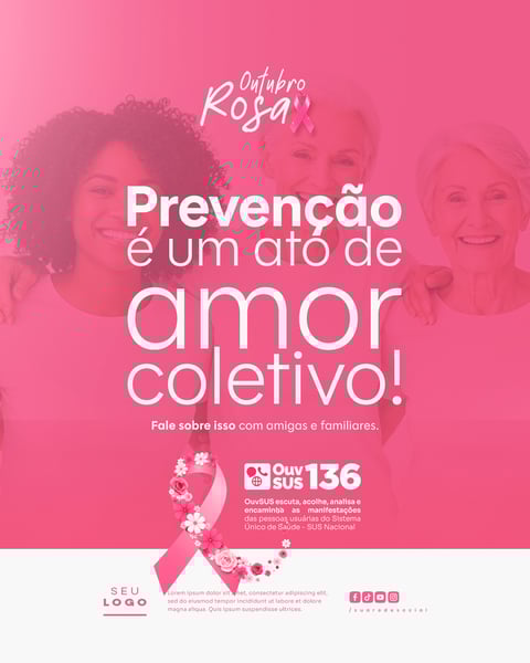 OUTUBRO ROSA CAMPANHA INTERNACIONAL DE CONSCIENTIZAÇÃO PARA O CONTROLE DO CÂNCER DE MAMA SOCIAL MEDIA PSD EDITÁVEL 7