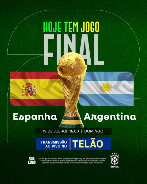 FLYER FUTEBOL ESPANHA X ARGENTINA PSD EDITÁVEL 1